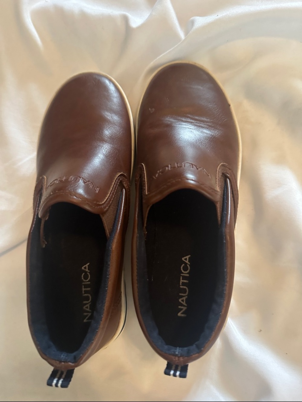 Nautica Brown Slip-On Kids Leather Sneakers